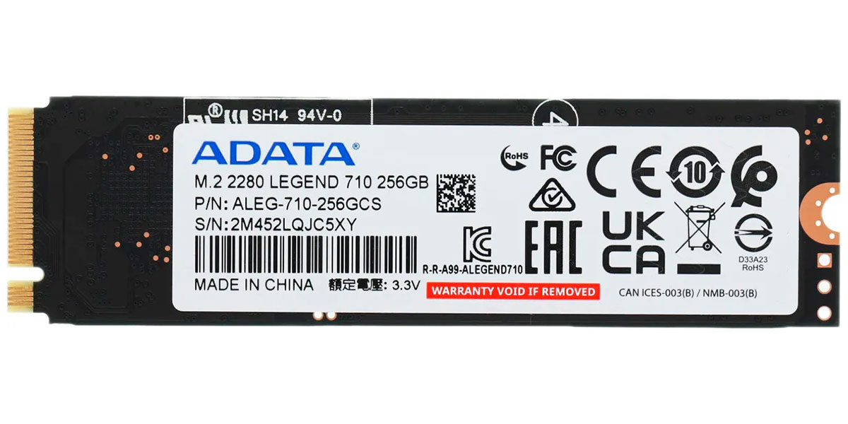 SSD накопитель Adata M.2 LEGEND 710 256 Гб PCIe (ALEG-710-256GCS)