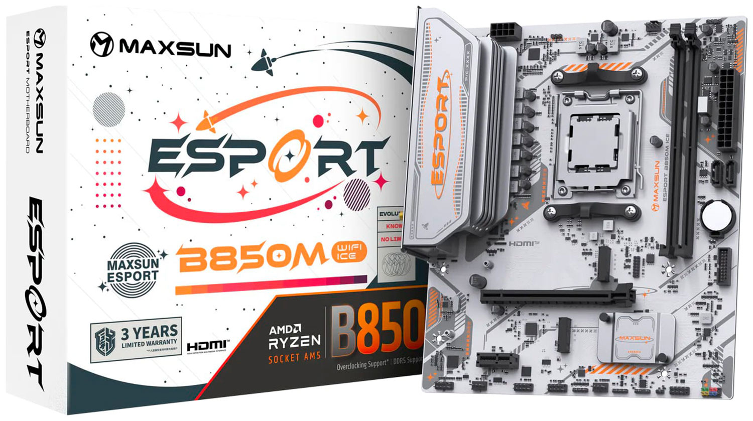 Материнская плата Maxsun MS-eSport B850M WIFI ICE (AM5, mATX)