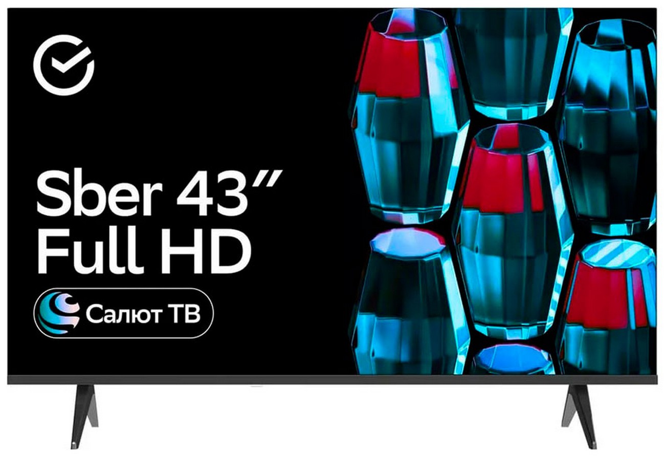 Телевизор Sber SDX-43F2139, экран 43 дюйма, 1920х1080, Салют ТВ, черный