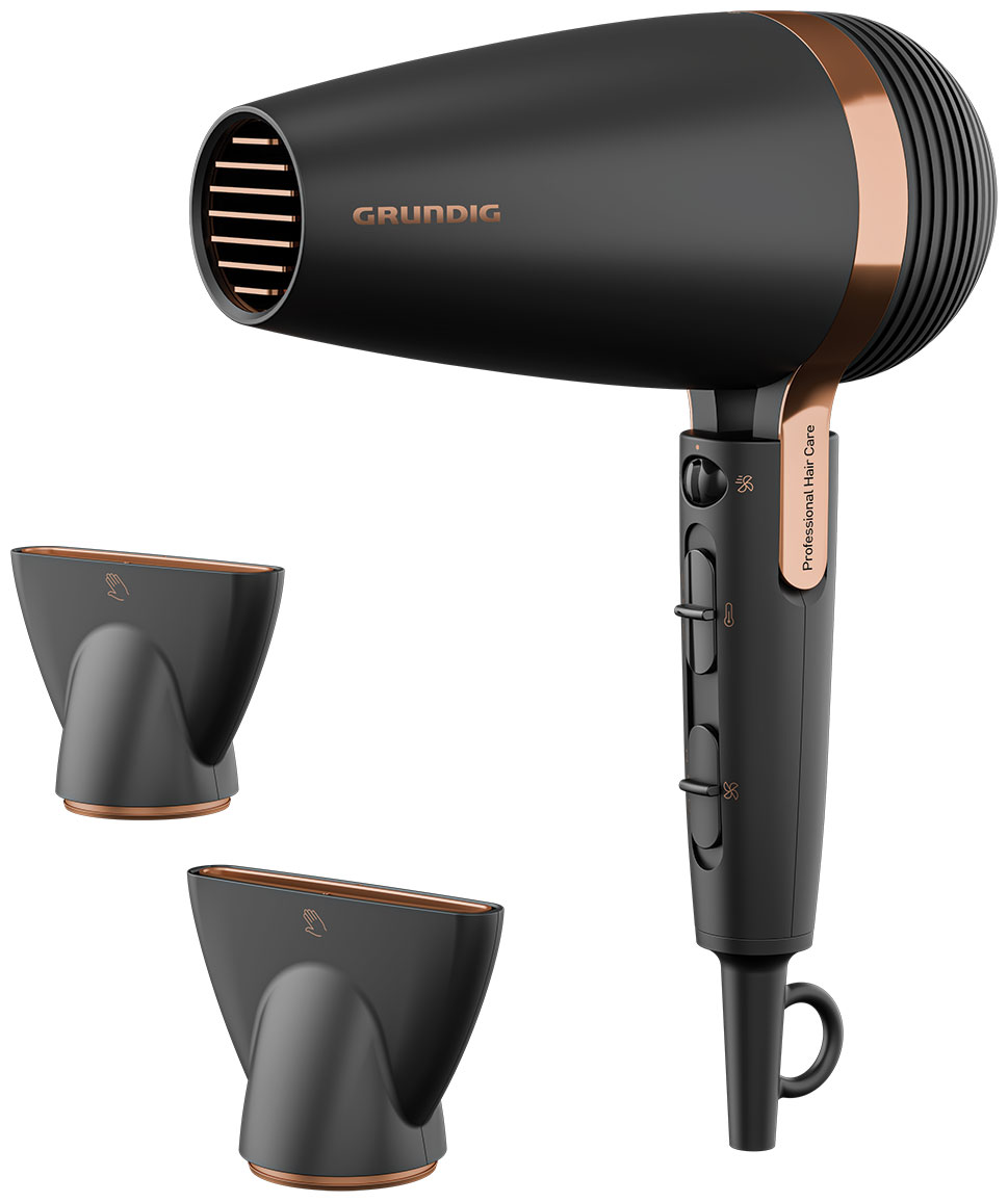 Фен Grundig HD 8080, мощность 2300Вт, ионизация, 3 режима температуры, черный