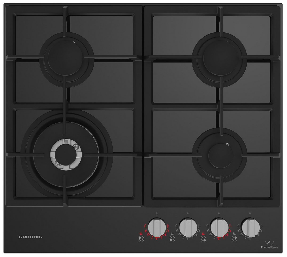 Газовая варочная панель Grundig GIGL 6254150, газ-контроль, электроподжиг