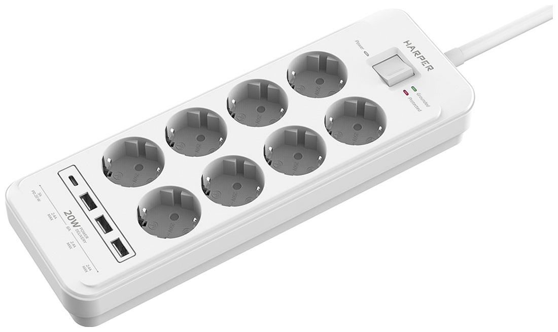 Сетевой фильтр Harper UCH-650 White PD3.0