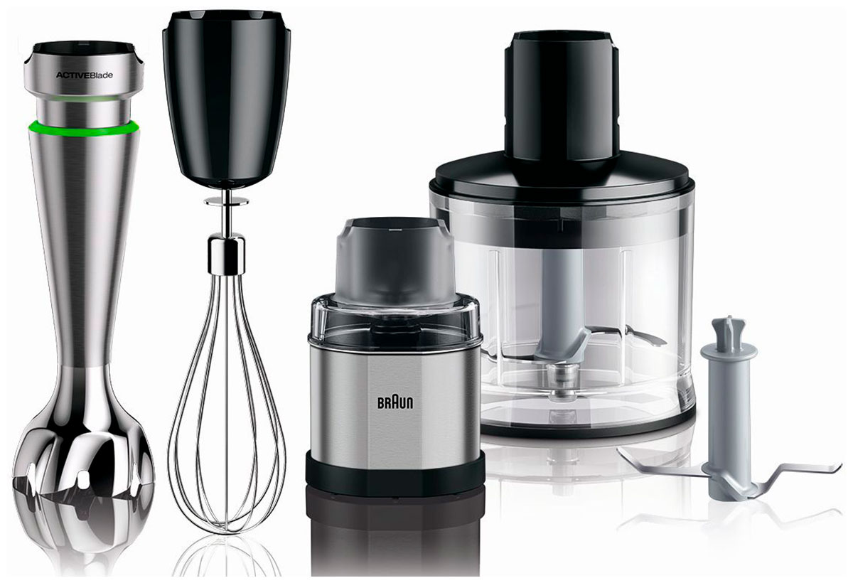 Погружной блендер Braun MQ9138XI, мощность 1200 Вт, колка льда