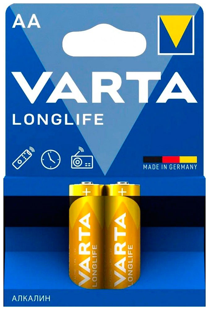 Батарейка Varta LONGLIFE LR6 AA BL2 Alkaline 1.5V (4106)