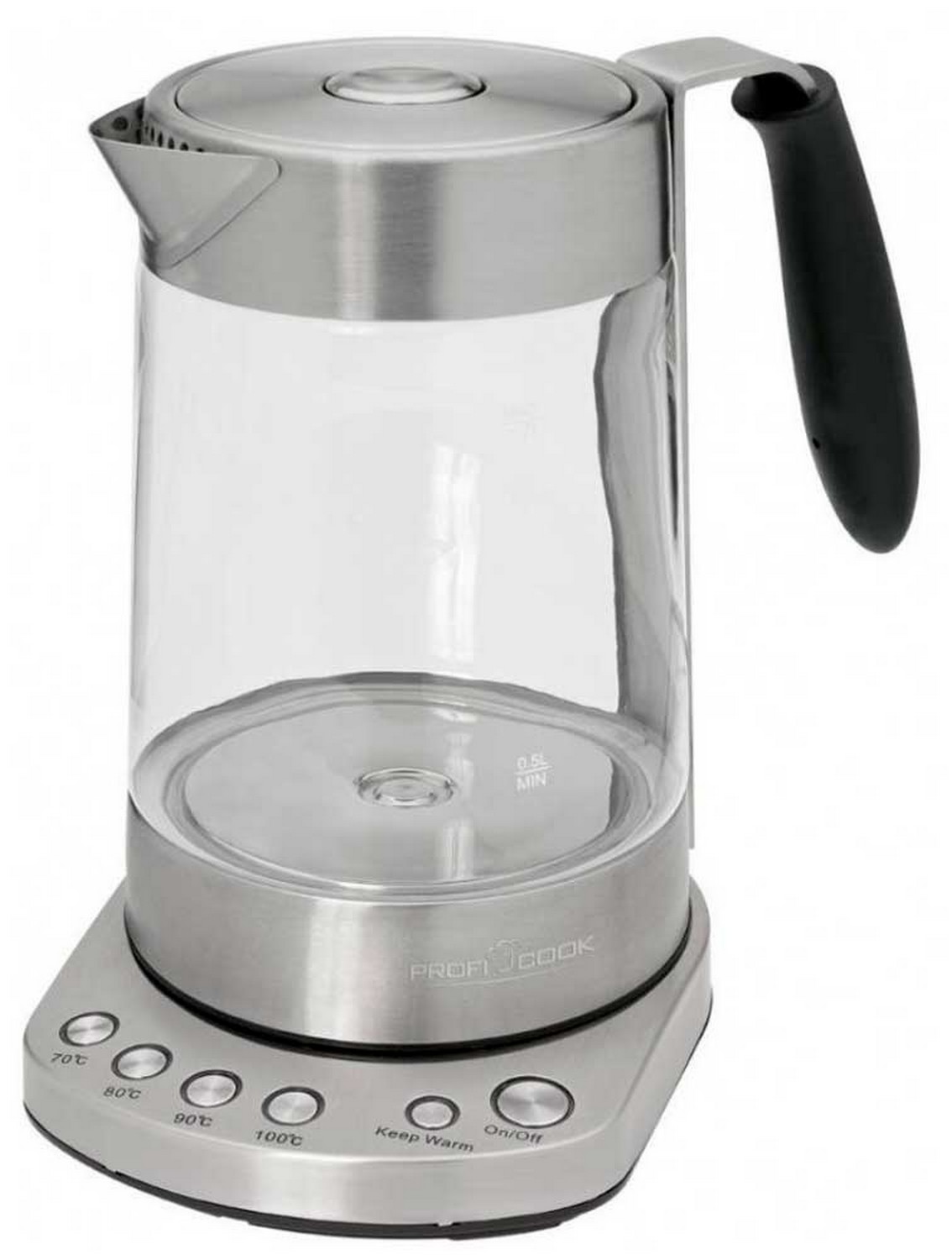 Чайник электрический Profi Cook PC-WKS 1020 G, регулировка температуры, нержавеющая сталь
