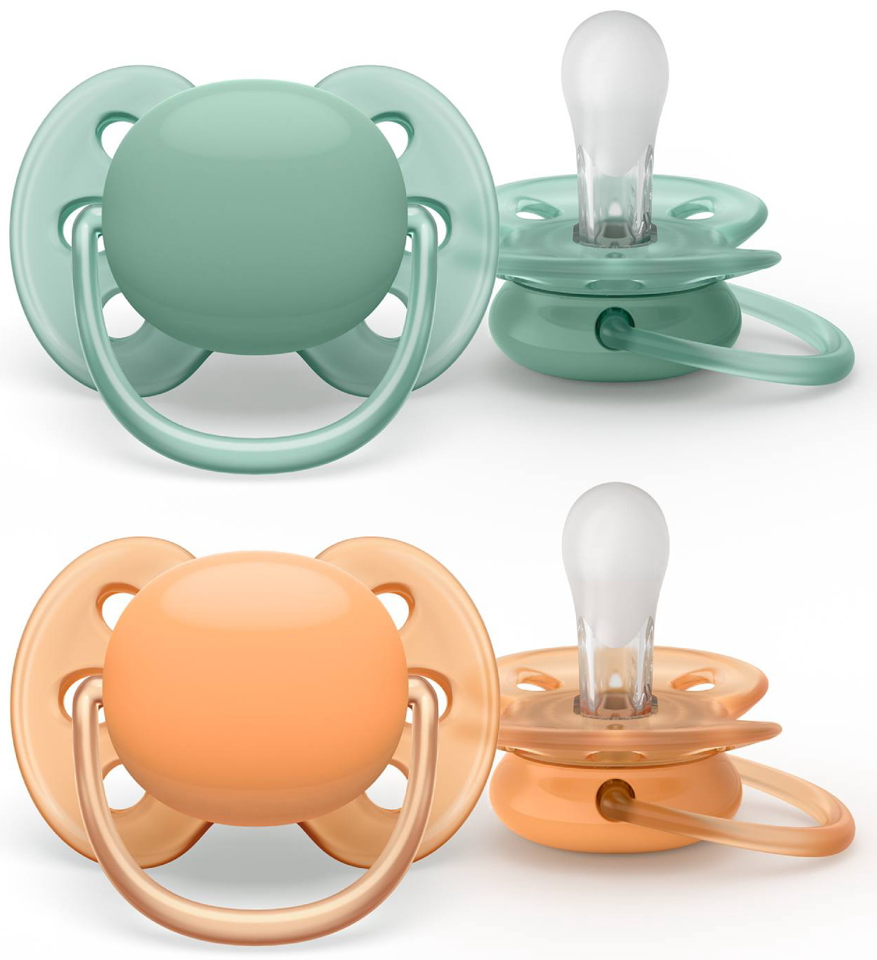 Соска-пустышка Philips Avent SCF091/03 ultra soft нежно-зеленая/оранжевая без рисунка