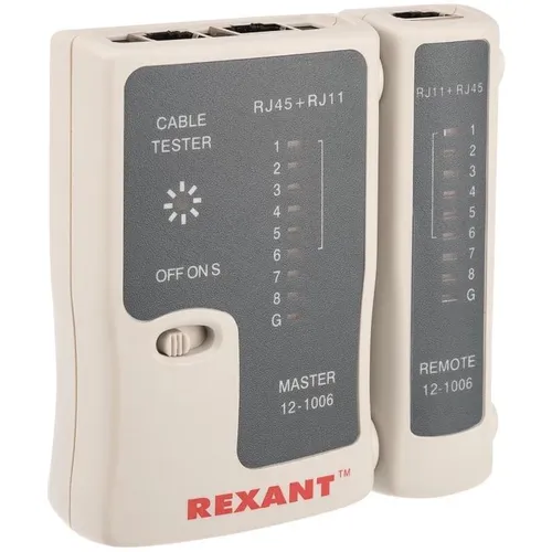Кабельный тестер REXANT 12-1006 белый, серый