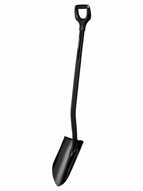 Лопата штыковая Fiskars Ergonomic Pro, с закругленным лезвием (1066709)