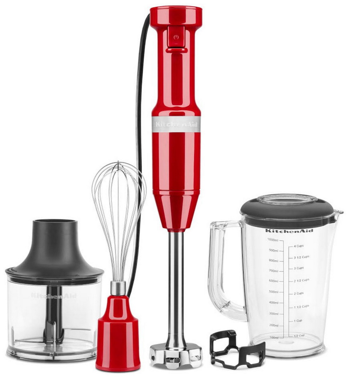 Погружной блендер KitchenAid 5KHBV83EER, 180 Вт, корпус металл, красный