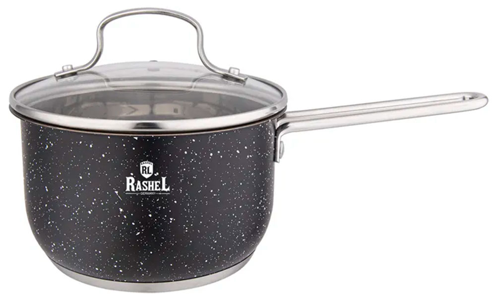 Ковш Rashel R-10/109v, 2л, из нержавеющей стали, со стеклом. кр. 16х105 см цвет: черный гранит