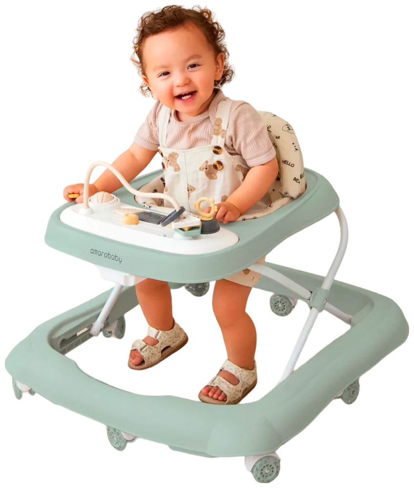 Ходунки Amarobaby с электронной игровой панелью Happy Steps AB23-21HS-13, зеленый