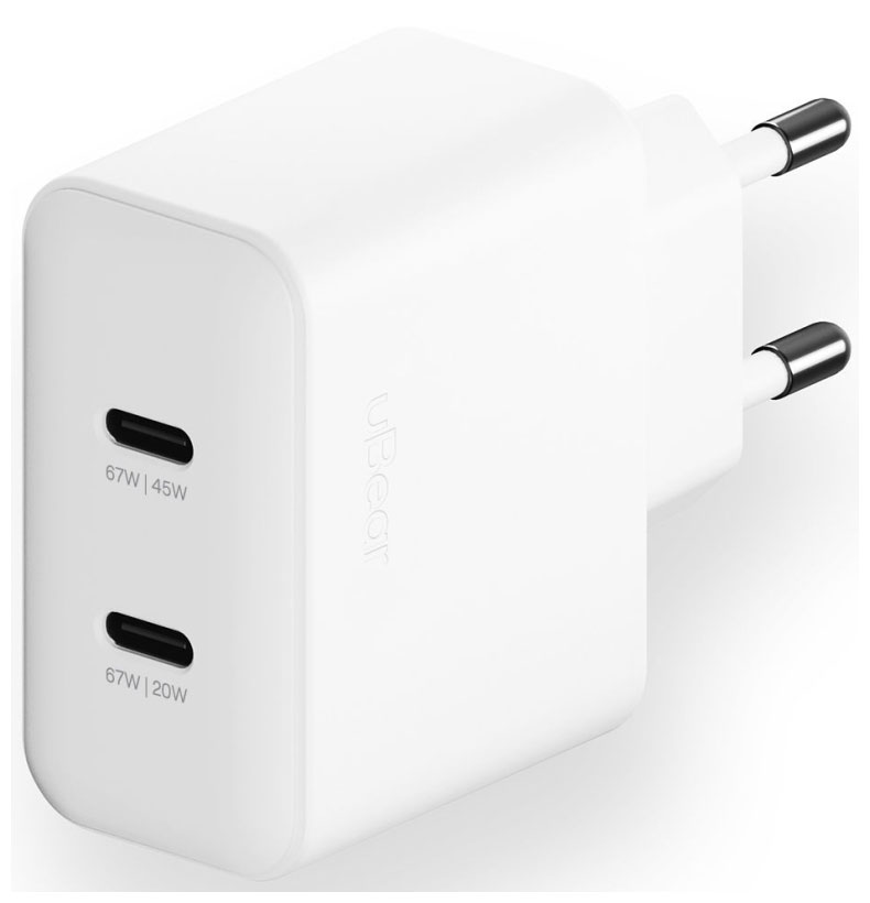 Зарядное устройство uBear Motion, GaN, 67 Вт, белый (WC15WH67-2C)