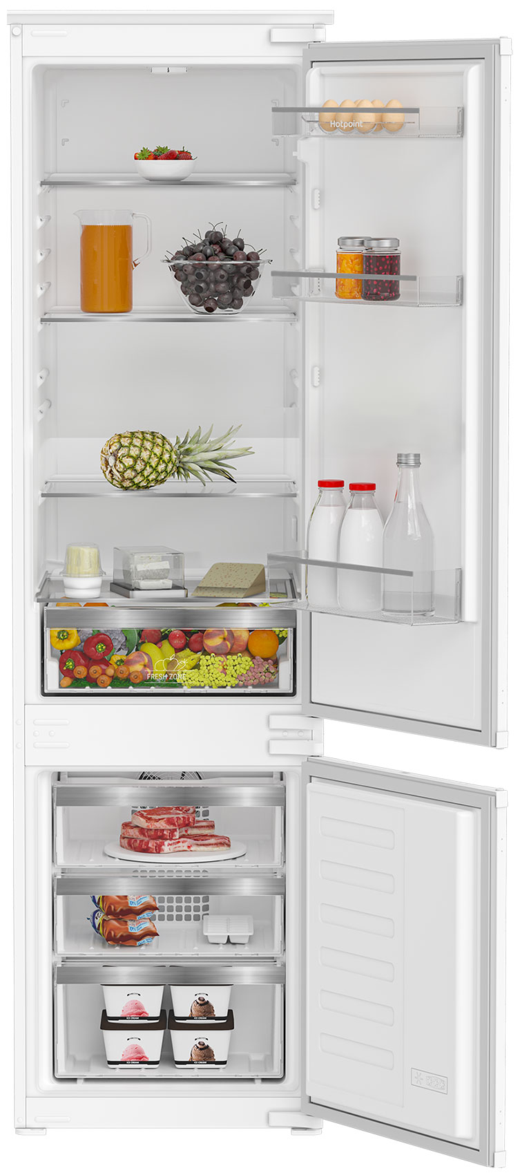 Встраиваемый двухкамерный холодильник Hotpoint HBH 20, система No Frost,   белый