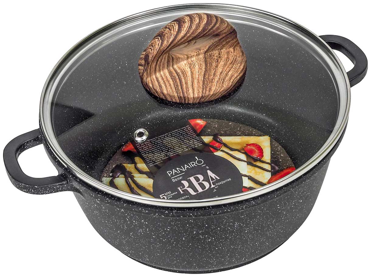 Кастрюля Panairo ECO induction с крышкой и литыми ручками, 2 л, индукция (ECO-KAS-2-AL-K.wd-I)