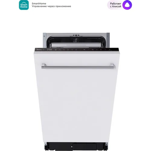 Встраиваемая посудомоечная машина Midea MID45S450i, узкая, ширина 44.8см, полновстраиваемая, загрузка 10 комплектов