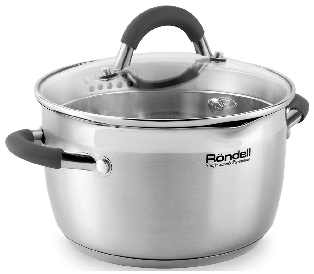 Кастрюля Rondell RDS-024 Flamme, нержавеющая сталь, индукция, 3,2 л