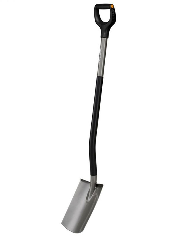 Лопата штыковая Fiskars Ergonomic, с закругленным лезвием (1066710)