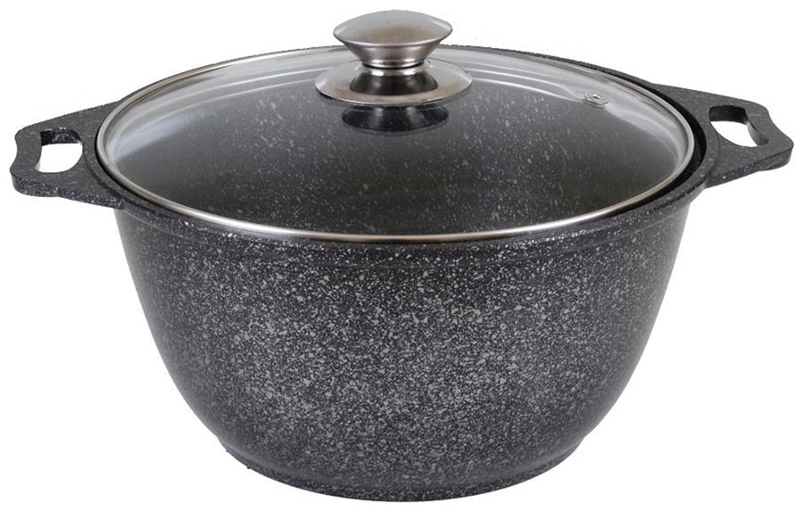 Кастрюля со стеклянной крышкой Kukmara 2 л., АП темный мрамор, линия Marble Induction (кмти22а)