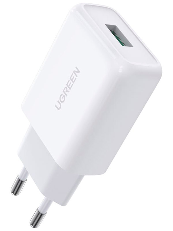 Сетевое зарядное устройство Ugreen USB-A QC 3.0 18W, Fast Charger EU, цвет белый (10133)