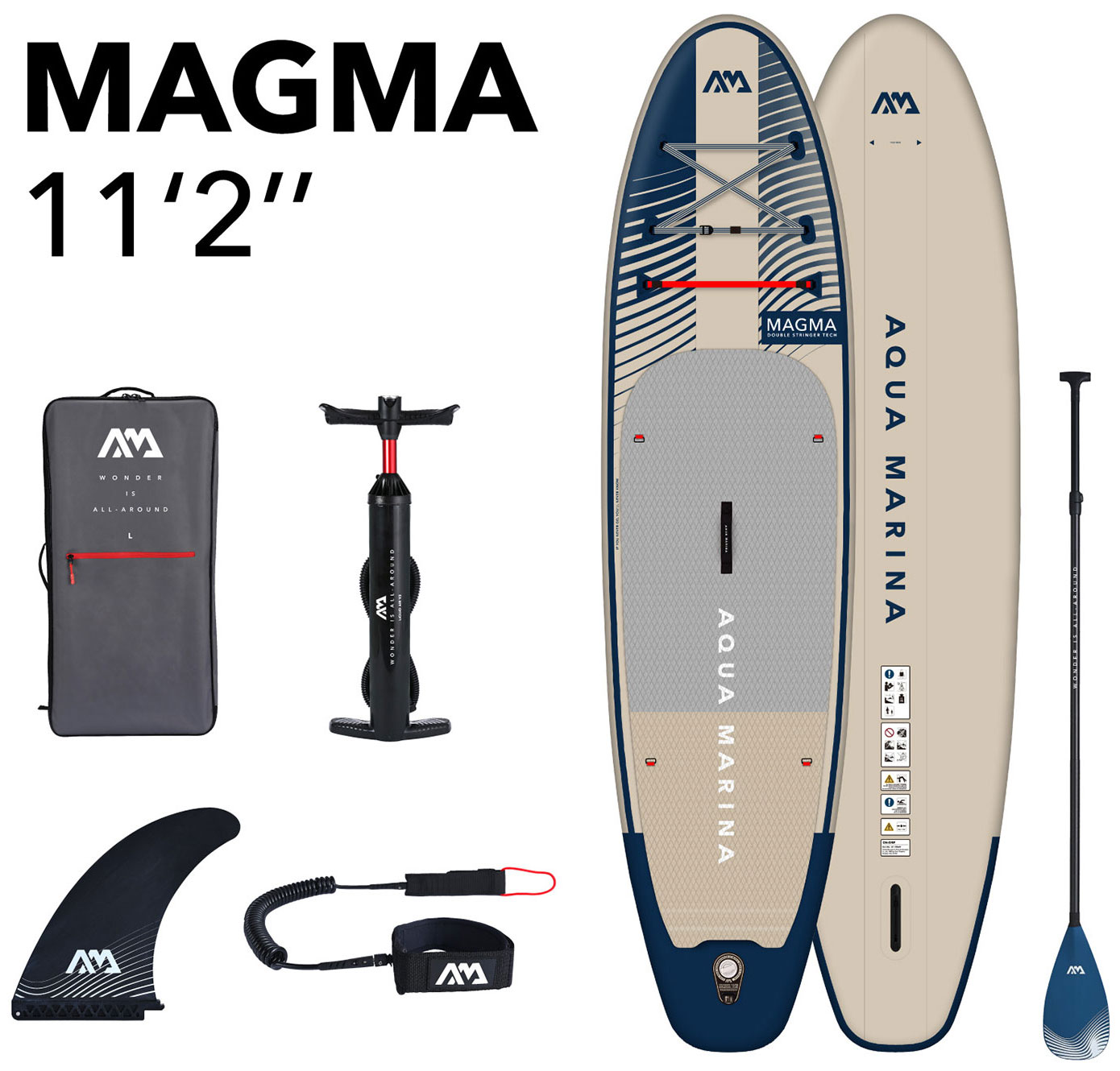 SUP-доска Aqua Marina Magma, 340х84х15 см, насос, весло, лиш, киль, ремнабор, сумка, до 150 кг (BT-23MAP)