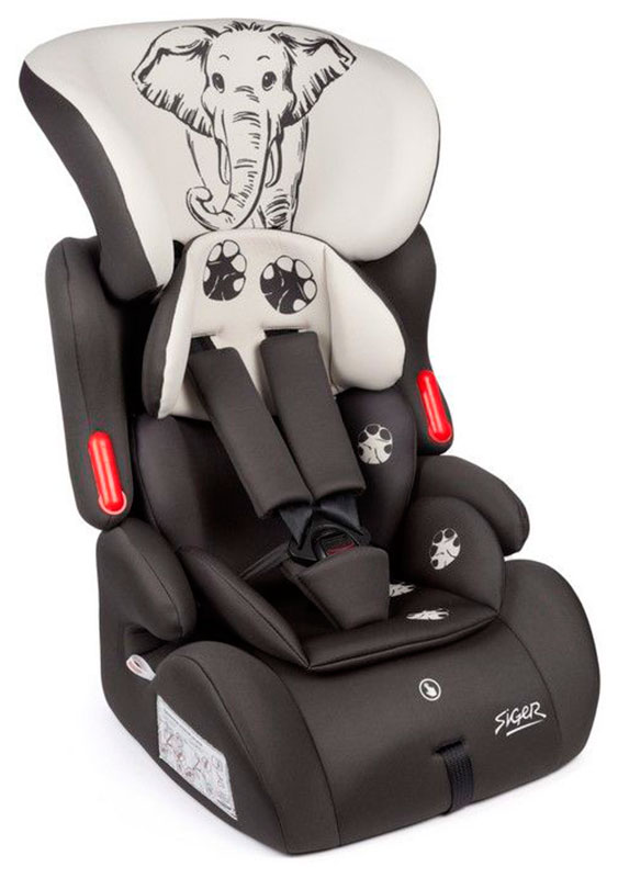 Автокресло Siger "Космо" серо-бежевый, слон, люкс, гр. I/II/III, 9-36 кг, 1-12 лет ,KRES3597