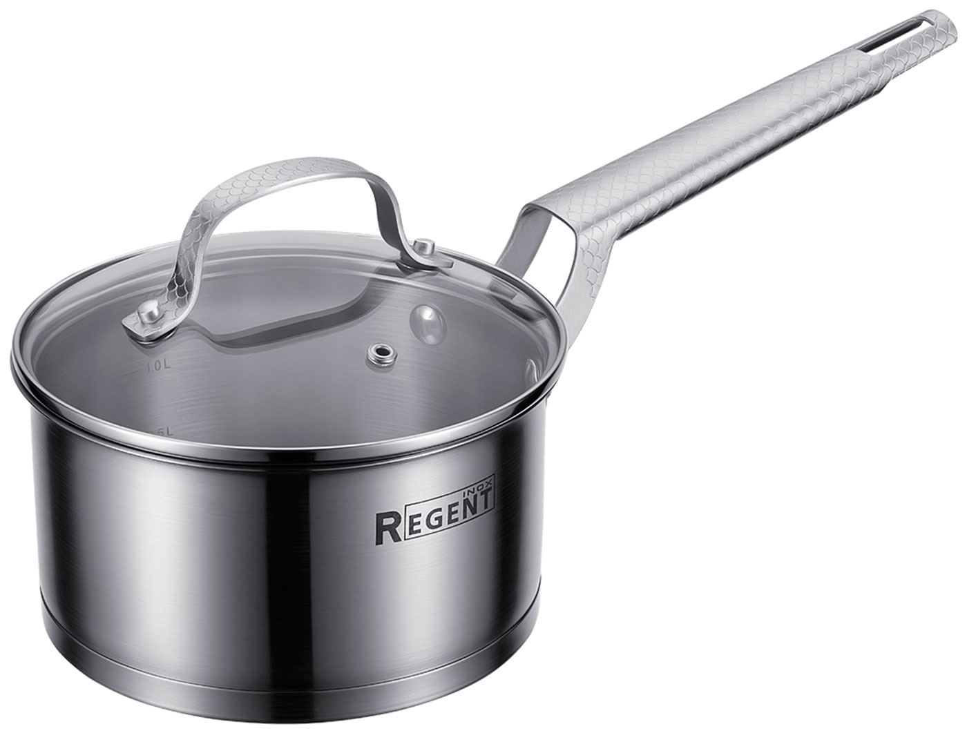 Ковш индукционный Regent со стеклянной крышкой, 1.7 л, 16х85 см, inox Linea SIRENA, металлик (65-0116)