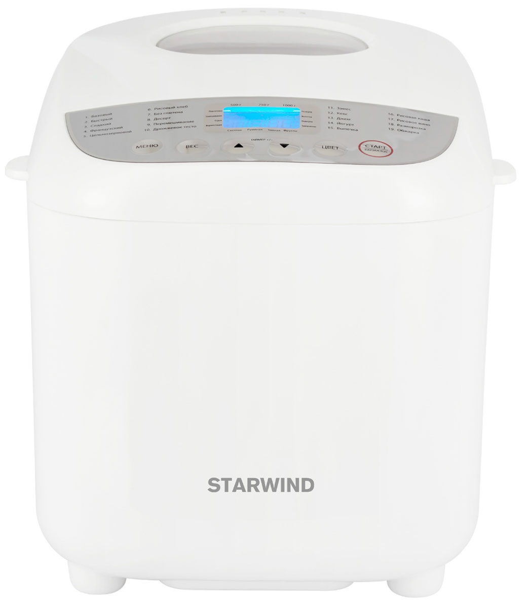 Хлебопечка Starwind SBM2085, 600Вт, белый/серебристый