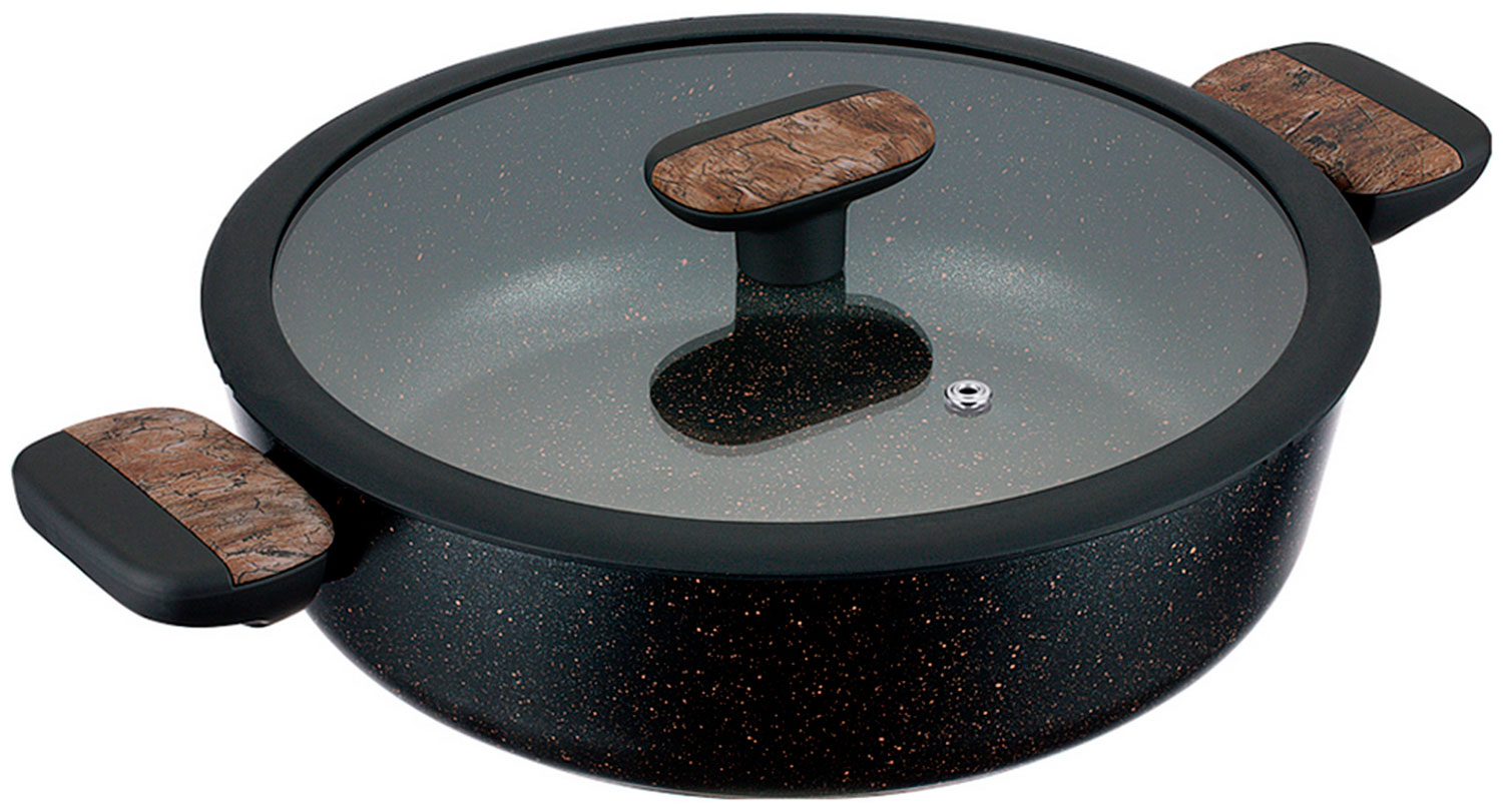 Сотейник индукционный Regent с крышкой и с двумя ручками, 3.3 л, 26 см, inox Linea ALBERO, черный/коричневый (62-1226)