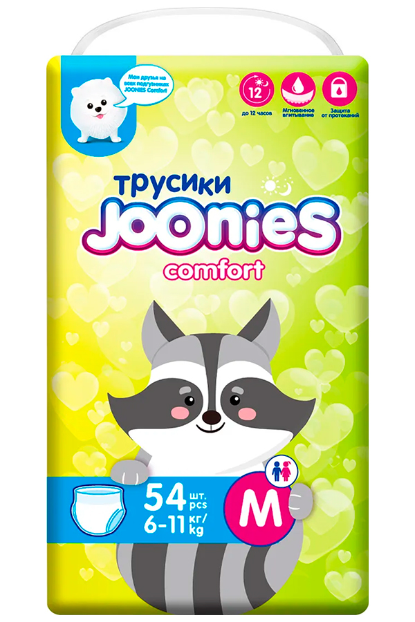 Подгузники-трусики Joonies Comfort размер M (6-11 кг), 54 шт.