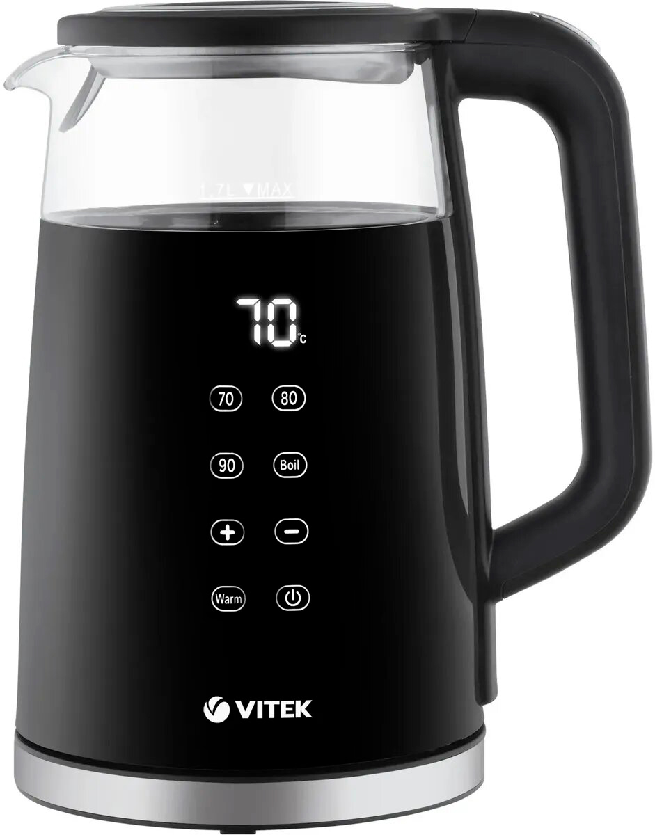 Чайник Vitek VT-8827, 1.7л., 2200Вт, стекло/металл