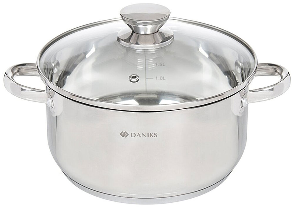 Кастрюля с крышкой Daniks Оптима QS-S-24/GS-01201-24CA 5.4 л