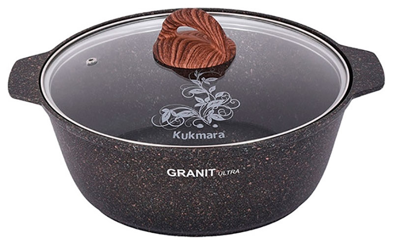 Кастрюля-жаровня Kukmara Granit ultra (жго41а) 4 л, со стекл. крышкой