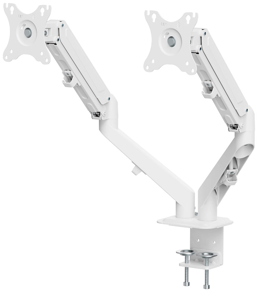 Кронштейн для двух мониторов UniTeki FMGT82W для двух мониторов к столу, газ лифт, диагональ 17-27 дюймов