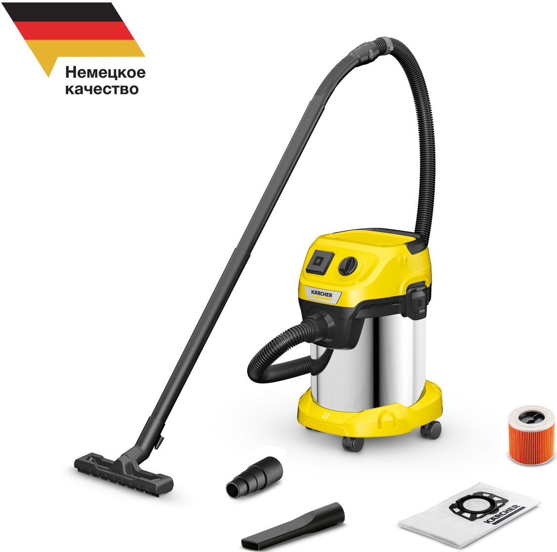 Строительный пылесос Karcher WD 3 P S V-17/4/20 1.628-190.0, желтый