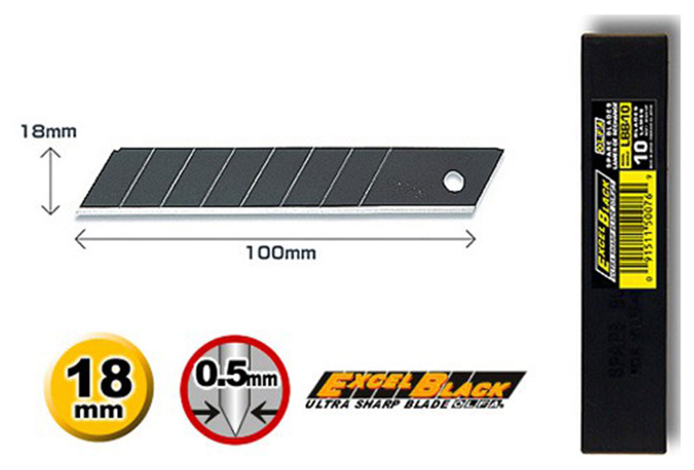 Лезвие  Olfa BLACK MAX сегментированное, 18х100х0,5мм, 10шт