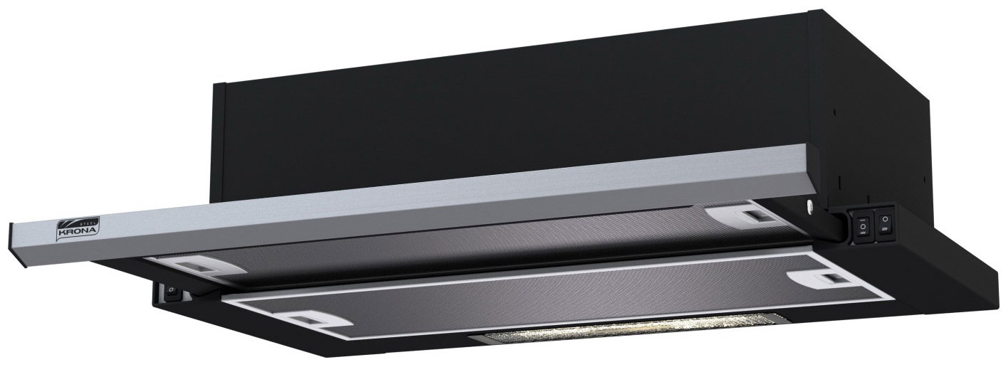 Вытяжка Krona Kamilla slim 600 black/inox (2 мотора)
