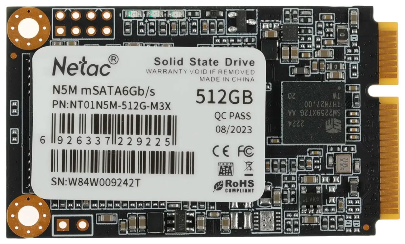 SSD накопитель Netac mSATA N5M 512 Гб SATA III (NT01N5M-512G-M3X)