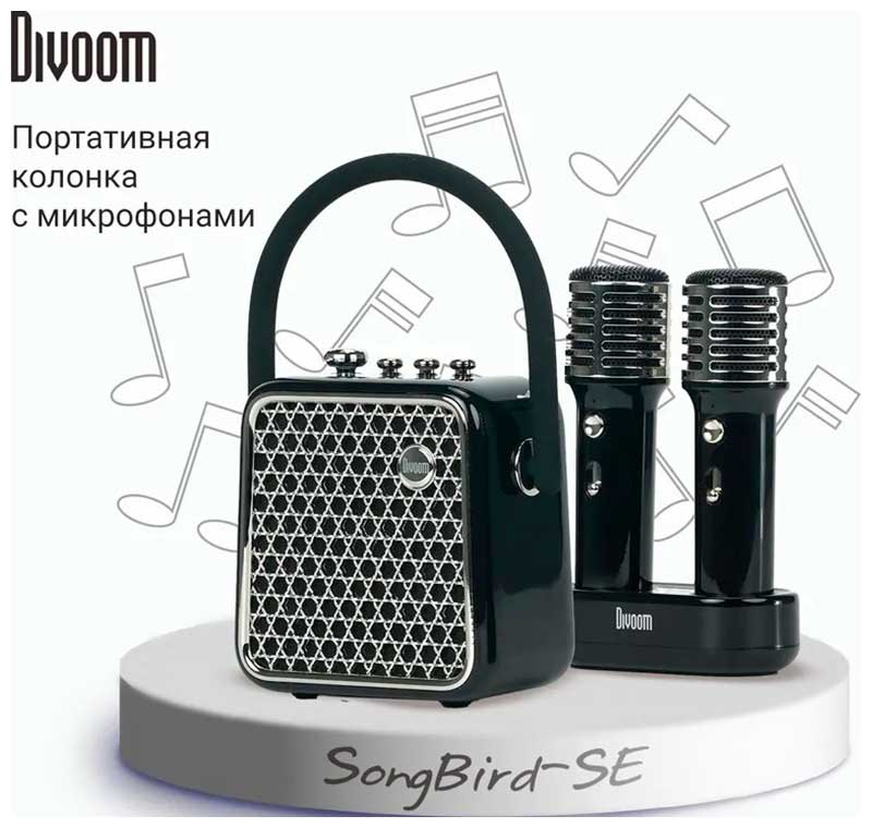 Портативная колонка с двумя микрофонами Divoom Songbird-SE, черный