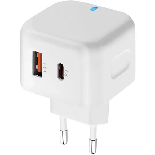 Сетевое зарядное устройство PERO TC10, USB-A, USB-C, 20Вт, 3.1A, белый [тс10whpd]