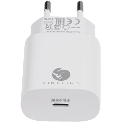 Сетевое зарядное устройство ZIBELINO MC-UC-PD-2, USB-C, 25Вт, 3A, белый [zc-mc-uc-pd-25w-wht]