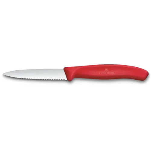 Нож кухонный Victorinox Swiss Classic 6.7631.С1, универсальный, для овощей, 80мм, заточка серрейтор, стальной, красный