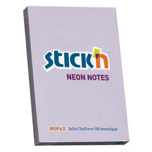 Блок самоклеящийся бумажный STICK`N 21402, 51x76, 100 л, пастель, сиреневый 12 шт./кор.