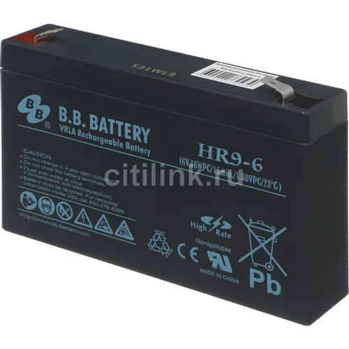 Аккумуляторная батарея BB HR 9-6 для ИБП, 6В, 9Ач