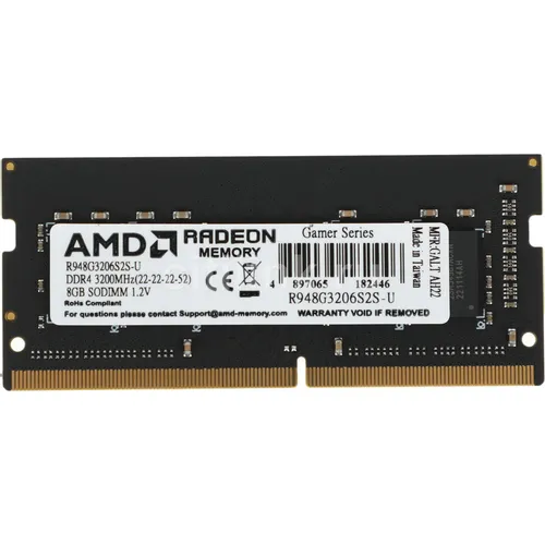 Оперативная память AMD Radeon R9 Gamer Series R948G3206S2S-U DDR4 - 1x 8ГБ 3200МГц, для ноутбуков (SO-DIMM), Ret