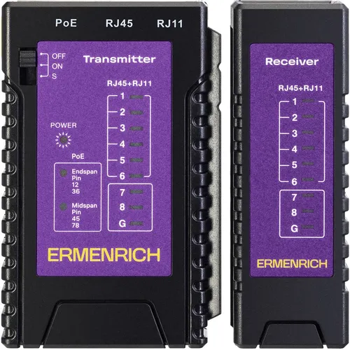 Кабельный тестер ERMENRICH NetGeeks NP10 фиолетовый, черный [85300]
