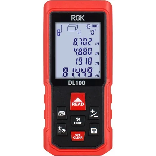 Лазерный дальномер RGK DL100, 2 класс лазера, 635нм, луч красный [4610011875076]