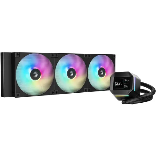 Система водяного охлаждения DeepCool LM420, LCD, 4-pin, ARGB, 140мм, черный, retail [r-lm420-bkdmmc-1]