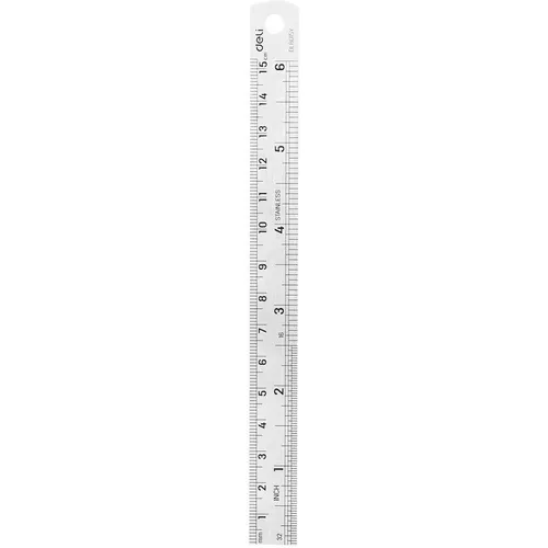 Линейка измерительная Deli DL8015Y, 15см, из нержавеющей стали