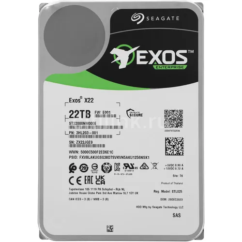 Жесткий диск Seagate Exos X22 ST22000NM000E, 22ТБ, HDD, SAS 3.0, 3.5"