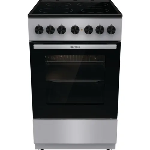 Электрическая плита Gorenje GEC5B20SG, стеклокерамика, инфракрасная, без крышки, серебристый